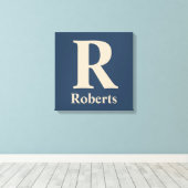 Classic Blue und Vanilla anfänglich/Vor/Nachname Leinwanddruck (Insitu (Holzboden))