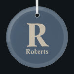 Classic Blue und Vanilla anfänglich/Vor/Nachname Ornament Aus Glas<br><div class="desc">Classic Blue und Vanilla anfänglich/Vor/Nachname</div>