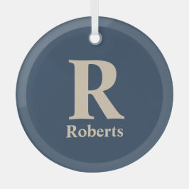 Classic Blue und Vanilla anfänglich/Vor/Nachname Ornament Aus Glas