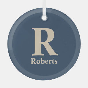 Classic Blue und Vanilla anfänglich/Vor/Nachname Ornament Aus Glas