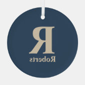 Classic Blue und Vanilla anfänglich/Vor/Nachname Ornament Aus Glas (Rückseite)