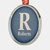 Classic Blue und Vanilla anfänglich/Vor/Nachname Ornament Aus Metall (Links)