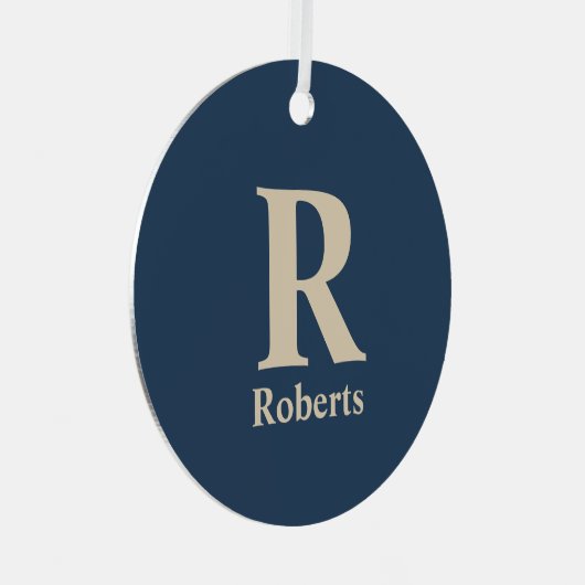 Classic Blue und Vanilla anfänglich/Vor/Nachname Ornament Aus Metall (Vorderseite Rechts)