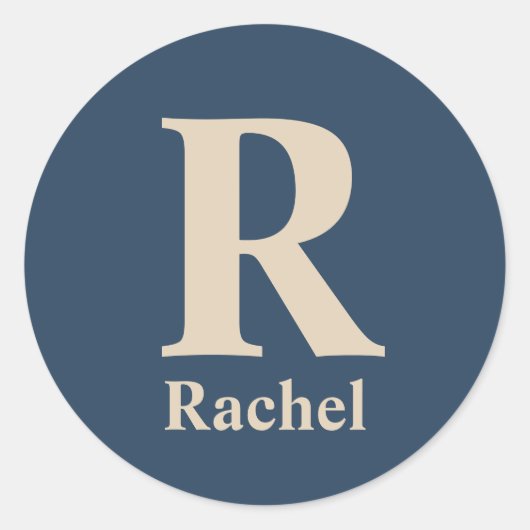 Classic Blue und Vanilla anfänglich/Vor/Nachname Runder Aufkleber (Vorderseite)