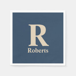 Classic Blue und Vanilla anfänglich/Vor/Nachname Serviette