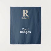 Classic Blue und Vanilla anfänglich/Vor/Nachname Wandteppich (Vorderseite)