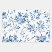 Classic Blue und White Florals Geschenkpapier Set (Vorderseite 3)