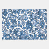 Classic Blue und White Florals Geschenkpapier Set (Vorderseite 2)