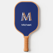 Classic Blue Unique Monogram, Anfangsname Pickleball Schläger (Rückseite)