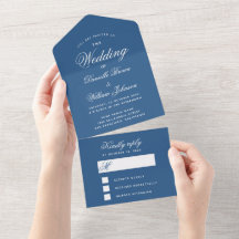 Classic Blue Wedding Invitation & Detachable UAWG