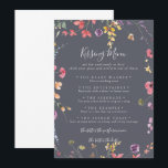 Classic Blue Wedding Kissing Menu Game Card<br><div class="desc">Diese klassische blaue Hochzeitskissingkarte eignet sich perfekt für einen rustikalen Hochzeitsempfang. Die gelbe,  lila,  weiße Blume mit Blattwerk in einer Rose und grünem Aquarell.</div>
