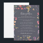 Classic Blue Wedding Kissing Menu Game Card<br><div class="desc">Diese klassische blaue Hochzeitskissingkarte eignet sich perfekt für einen rustikalen Hochzeitsempfang. Die gelbe,  lila,  weiße Blume mit Blattwerk in einer Rose und grünem Aquarell.</div>