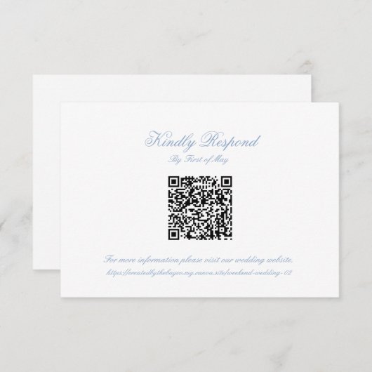Classic Blue Wedding Monogram Crest QR RSVP Card (Vorne/Hinten)