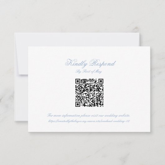 Classic Blue Wedding Monogram Crest QR RSVP Card Karte (Vorderseite)