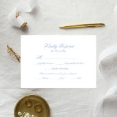 Classic Blue Wedding Monogram Crest Response Card RSVP Karte