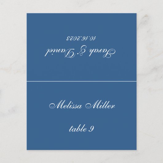 Classic Blue Wedding Platzkarte Printed Guest Name (Vorderseite)