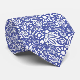Classic Blue White Boho Chic Paisley Pattern Krawatte