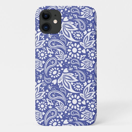 Classic Blue White Boho Paisley Gemustert Case-Mate iPhone Hülle (Rückseite)