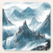 Classic Blue White Chinoiserie Albergo Colmanicchi Rechteckiger Pappuntersetzer (Vorderseite)