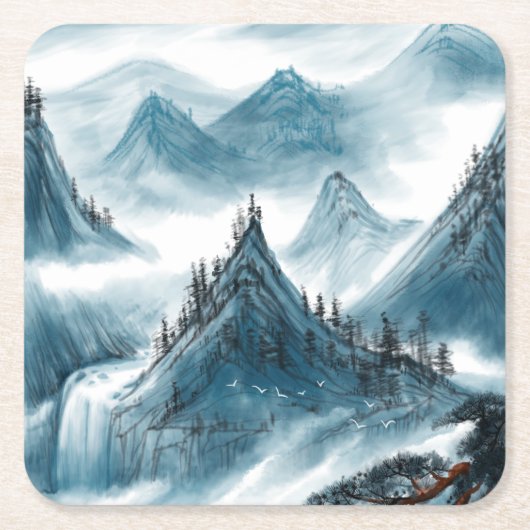 Classic Blue White Chinoiserie Albergo Colmanicchi Rechteckiger Pappuntersetzer (Vorderseite)