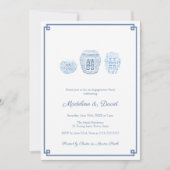 Classic Blue & White Engagement Party Abendessen Einladung (Vorderseite)