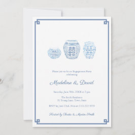 Classic Blue & White Engagement Party Abendessen Einladung