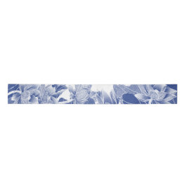 Classic Blue White Floral Lotus Garden Dekorativ Satinband
