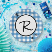 Classic Blue White Gingham Ants GRILLEN Picnic Par Pappteller (Party)
