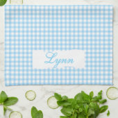 Classic Blue & White Gingham | Personalized Name Geschirrtuch (Gefaltet)