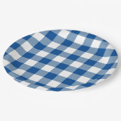 Classic Blue & White Gingham Summer Picnic Pappteller (Schrägansicht)