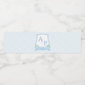 Classic Blue White Hydrangea Wedding Wappen Party Wasserflaschenetikett (Einzelnes Label)