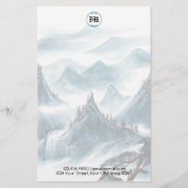 Classic Blue White Mountain View Letterhead Briefpapier