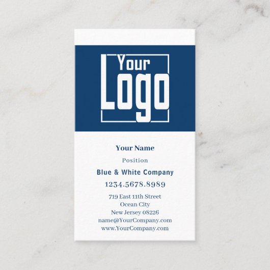 Classic Blue & White Portrait Format Loyalty & Terminkarte (Vorderseite)