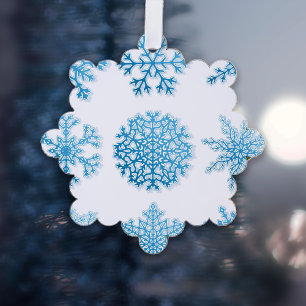 Classic Blue & White Snowflakes Weihnachten Ornament Karte