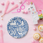 Classic Blue White Woodland Animals Fox Bunny Pappteller (Party)