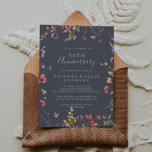 Classic Blue Wild 50. Hochzeitstag Einladung
