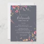 Classic Blue Wild Bridesmaids Brunch Dusche Einladung (Vorderseite)