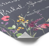 Classic Blue Wild Floral Brautparty Willkommen Poster (Ecke)