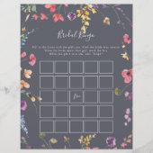 Classic Blue Wild Floral Bridal Bingo Game (Vorderseite)