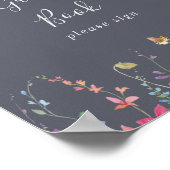Classic Blue Wild Floral Guest Book Sign Poster (Ecke)