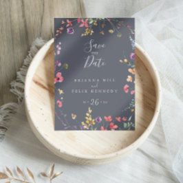 Classic Blue Wild Floral Save the Date Postkarte