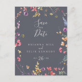 Classic Blue Wild Floral Save the Date Postkarte (Vorderseite)