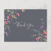 Classic Blue Wild Floral Vielen Dank Postkarte (Vorderseite)