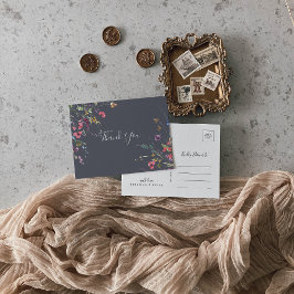 Classic Blue Wild Floral Vielen Dank Postkarte