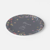 Classic Blue Wild Floral Wedding Cake Pappteller (Schrägansicht)