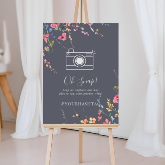 Classic Blue Wild Floral Wedding Oh Snap Poster
