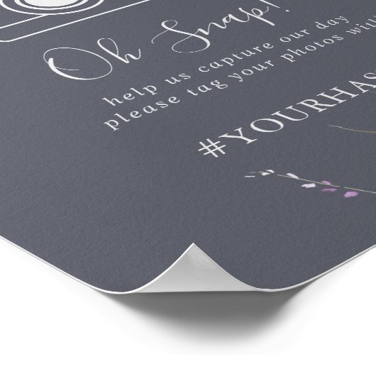 Classic Blue Wild Floral Wedding Oh Snap Poster (Ecke)