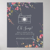 Classic Blue Wild Floral Wedding Oh Snap Poster (Vorne)