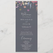 Classic Blue Wild Floral Wedding Program Programm (Vorderseite)