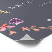 Classic Blue Wild Floral Wedding Willkommen Poster (Ecke)